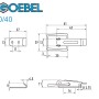 Technische Zeichnung: GOEBEL Spannverschluss Edelstahl A2 0 40 mit Maßen für Eisenwaren & Beschläge.