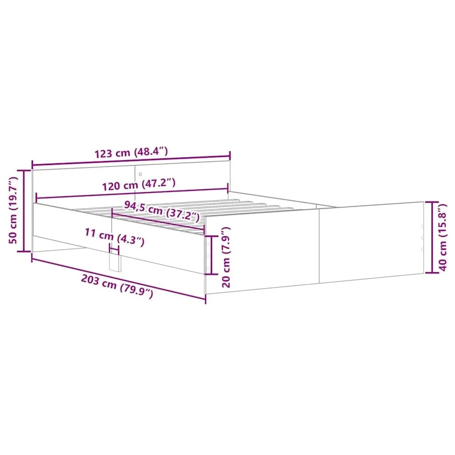 vidaXL Bettgestell Ohne Matratze Altholz-Optik 120x200cm Holzwerkstoff 3328732_10