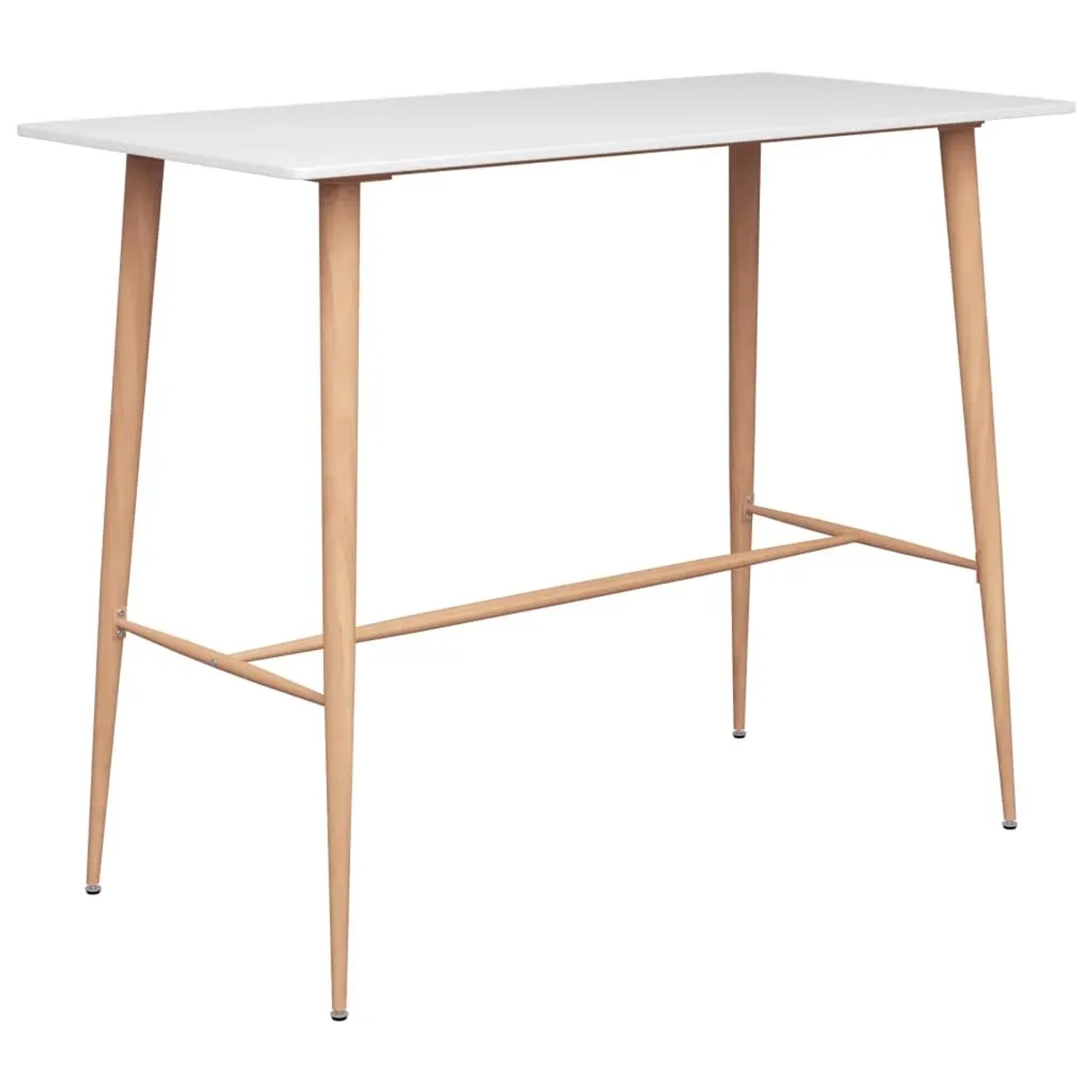 Weißer vidaXL Bartisch 120x60x105 cm mit Holzoptik-Beinen.