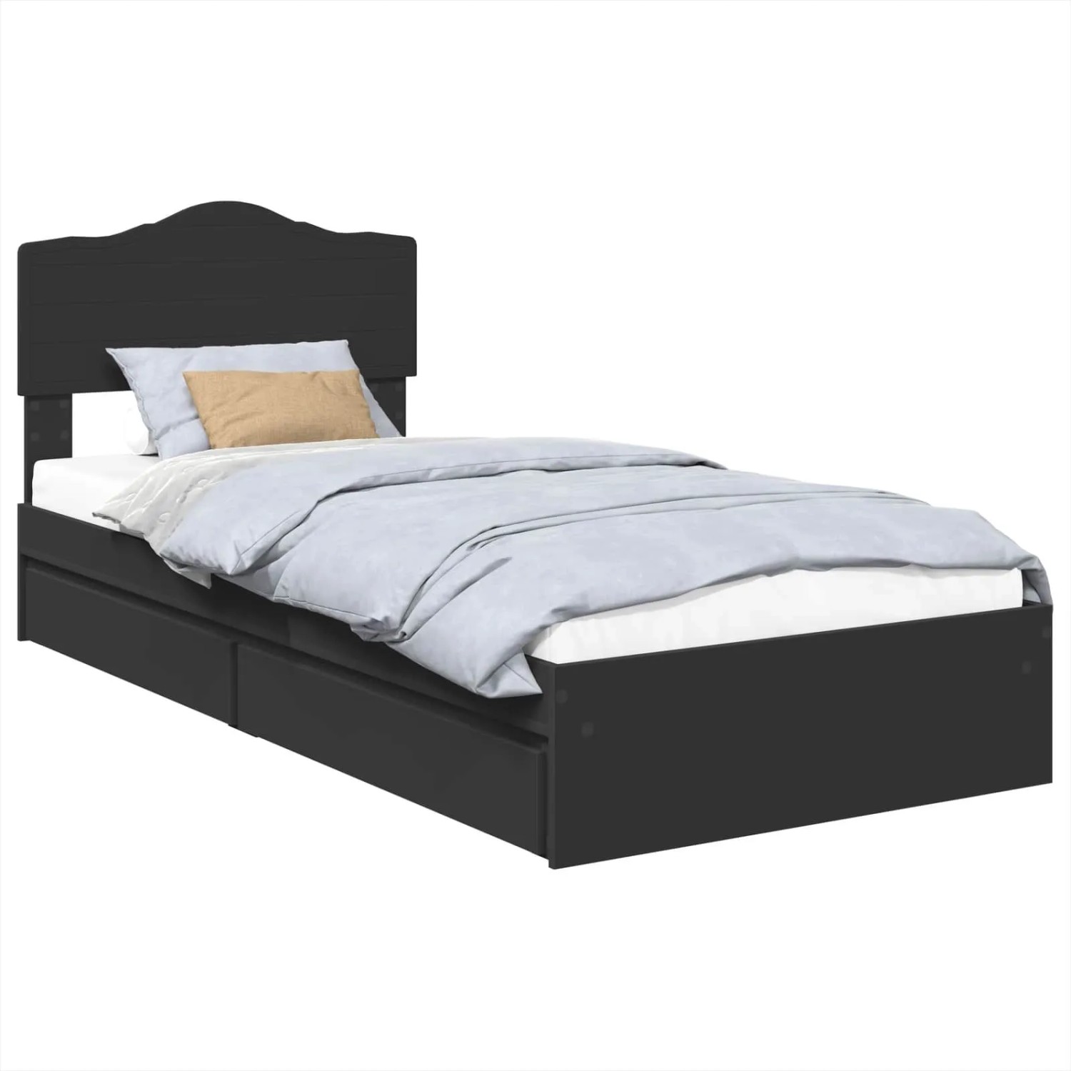 vidaXL Stauraumbett Schwarz 90 x 190 cm Holzwerkstoff 3413139 günstig online kaufen
