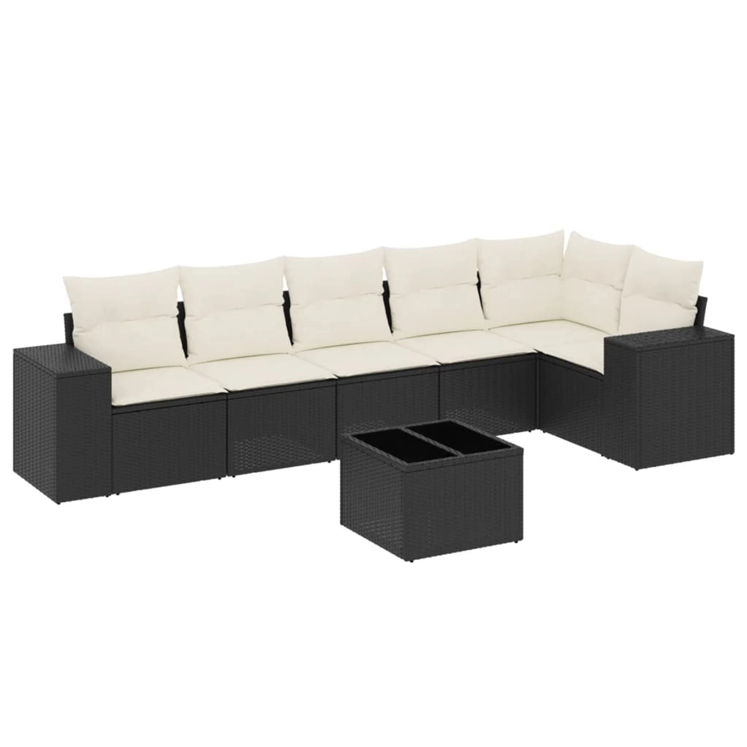 vidaXL 7-Tlg Garten-Sofagarnitur mit Kissen Schwarz Poly Rattan 3254933 günstig online kaufen