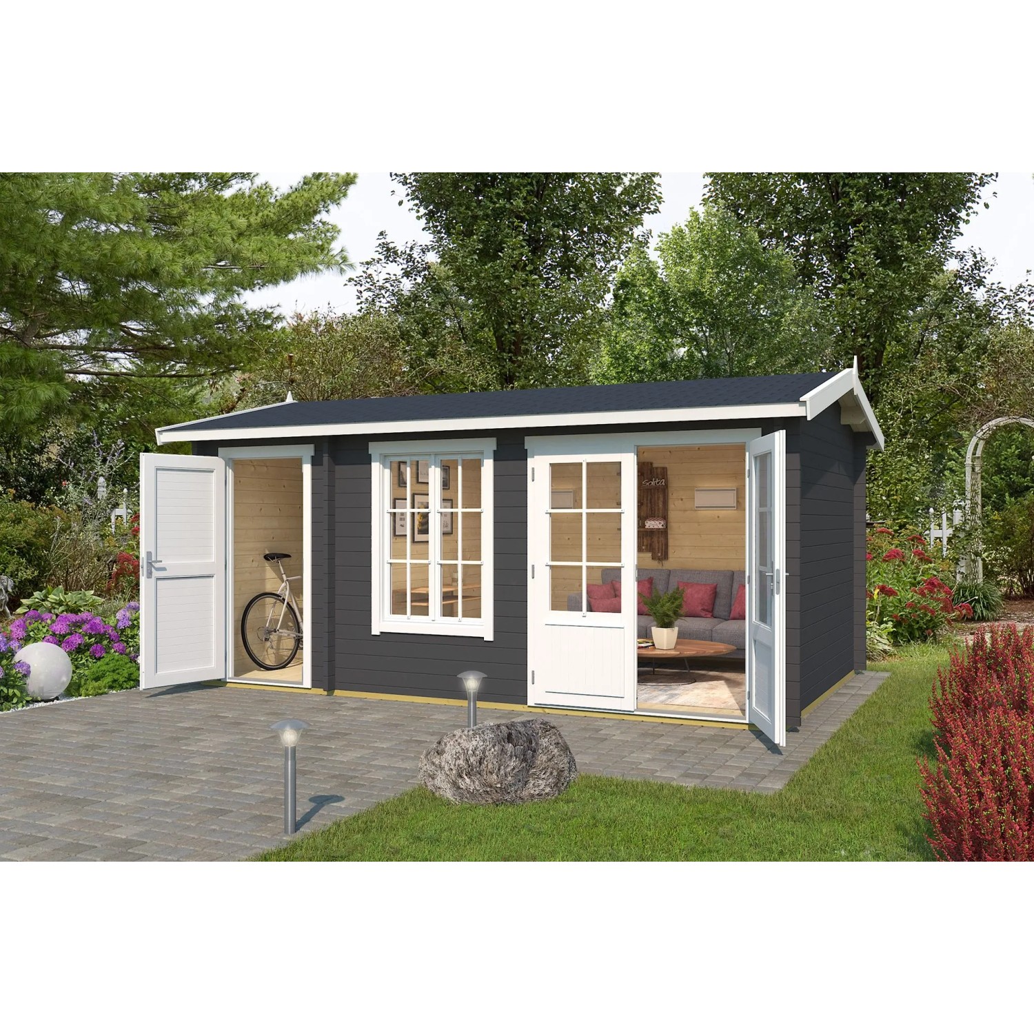 Lasita Gartenhaus Wrexham 2 Carbongrau 485 cm x 300 cm