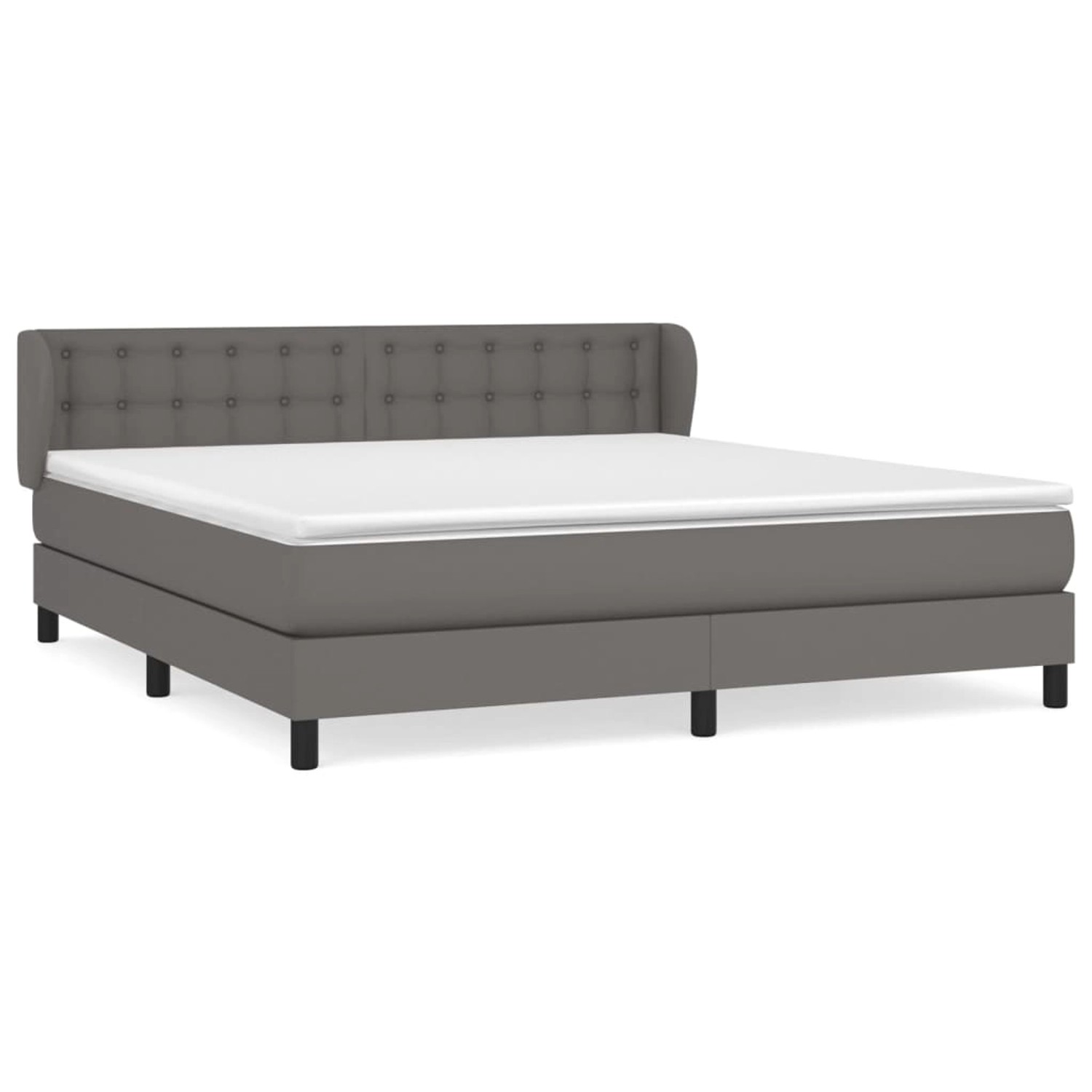 vidaXL Boxspringbett mit Matratze Grau 160x200 cm Kunstleder 3127323 günstig online kaufen