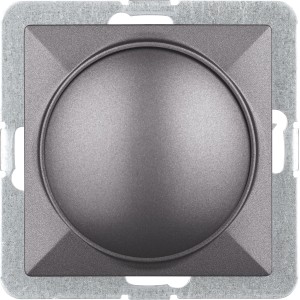 Grauer OBI Dimmer Julietta SO-1P für Innenräume. Drehknopf zur stufenlosen Regulierung der Lichtstärke.