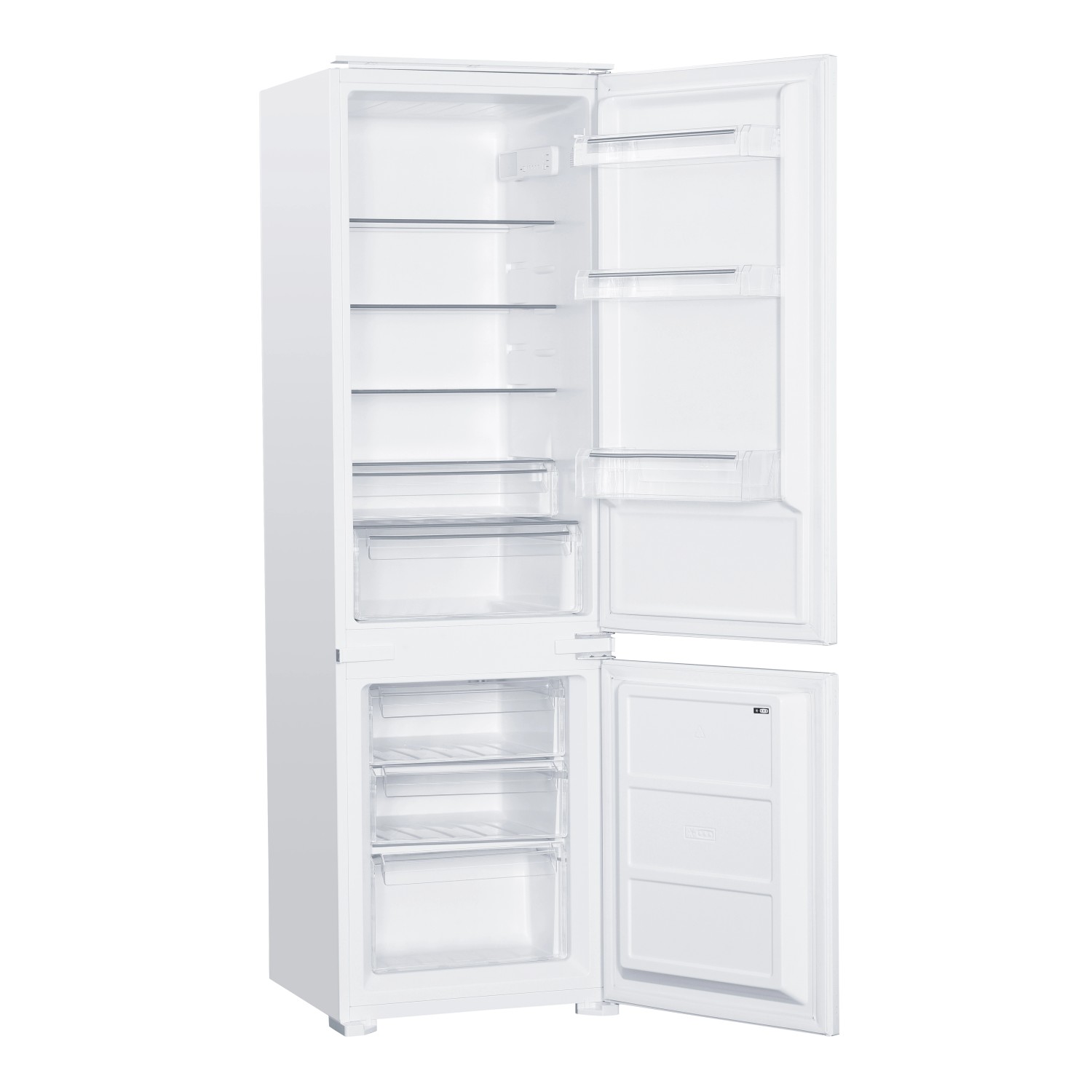 Offener, weißer Kühl-Gefrier-Schrank als Teil der Held Küchenzeile Kempten.