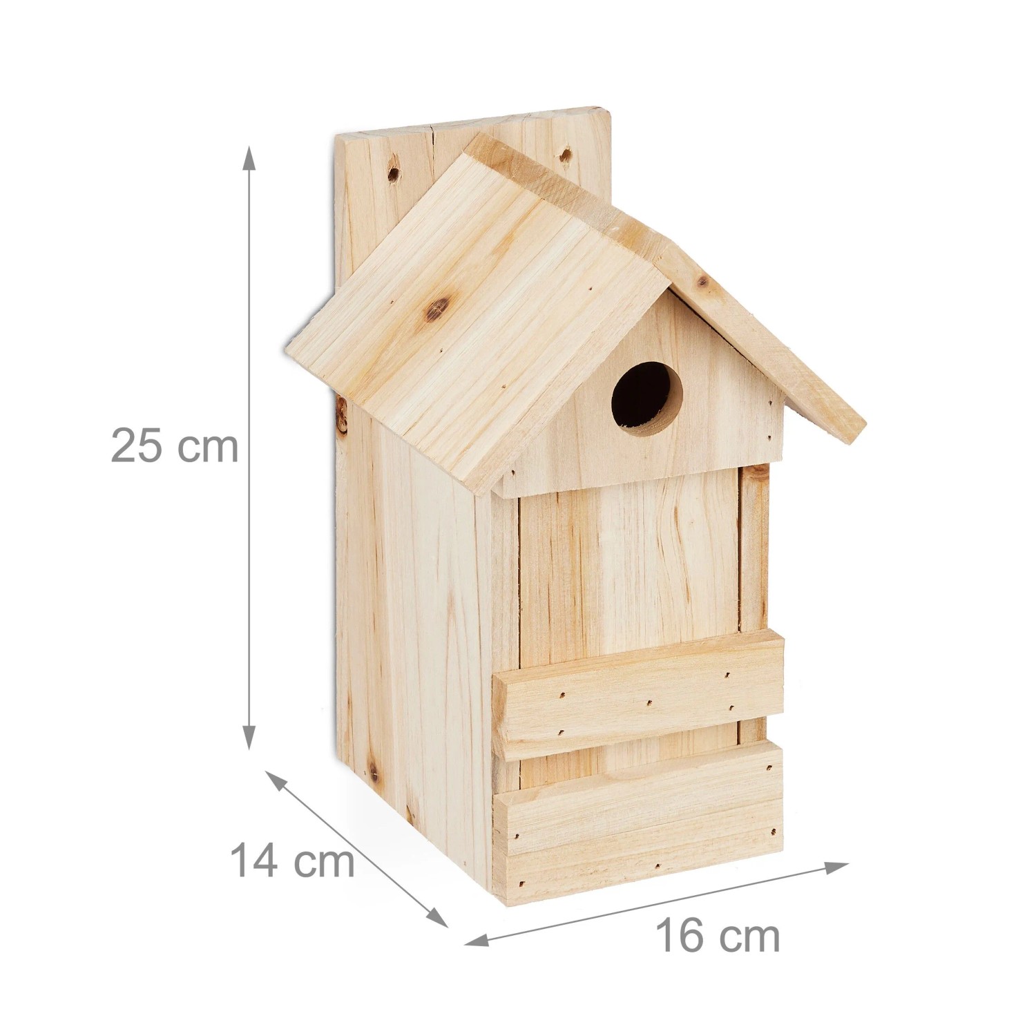 Relaxdays Nistkasten Tannenholz Natur mit Spitzdach 25 cm x 14 cm x 16 cm 560 g_4