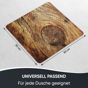 Sanilo Badematte Rustikal, 53x53 cm, mit Holzoptik für Dusche und Badewanne.
