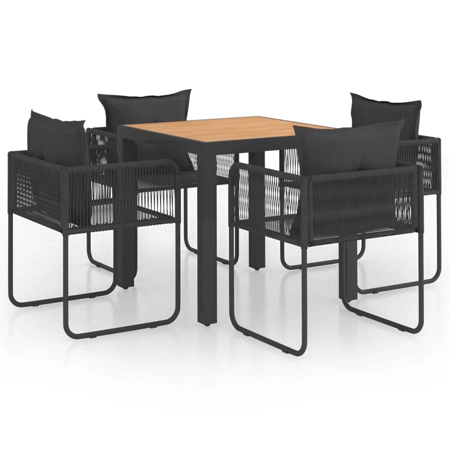 vidaXL 5-Tlg Garten-Essgruppe PVC Rattan Schwarz und Braun 3060107