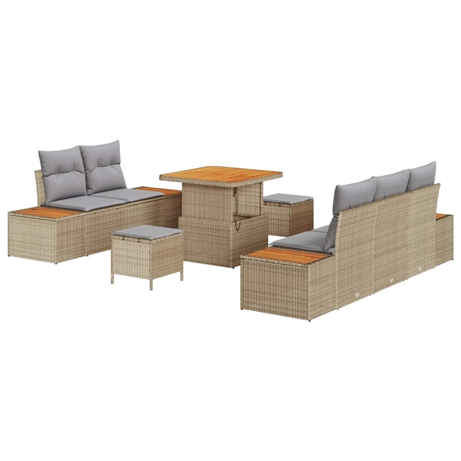 vidaXL Garten-Sofa-Set mit Kissen 8-Tlg Beige Poly Rattan 3362857 günstig online kaufen