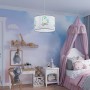 Sollux Lighting Hängeleuchte Unicorn 30 im Kinderzimmer mit Einhornmotiv und Regenbogen.