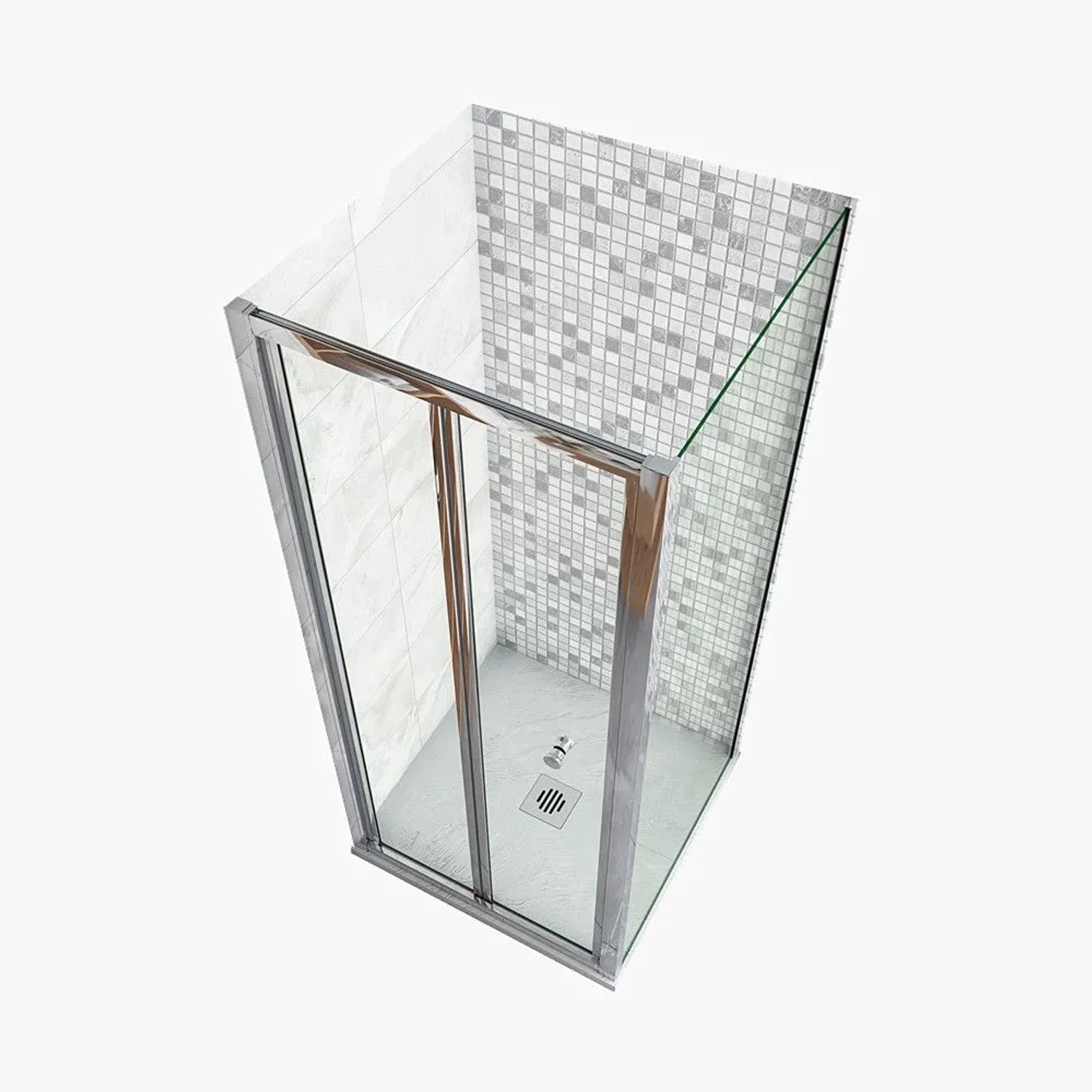 Duschparadies 95 x 70 x 195cm Duschkabine Falttür Mit Seitenwand 5mm Nano Glas Dusche Hochglanz Verchromt
