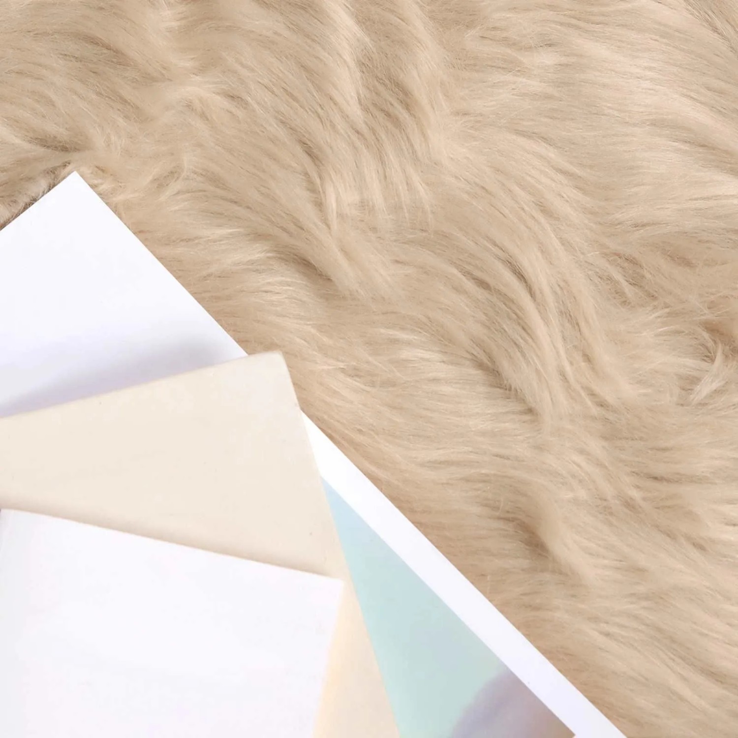 vidaXL Kunstschaffell Teppich Tafalla Beige Ø 200 cm Polyester 42021495_3