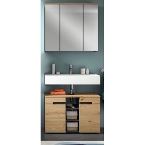 Inn.Furn Badmöbel Set in Eiche und Grau 2-teilig 80 cm Cooper