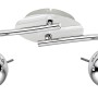 Chromfarbiger LED Spot Scordia mit zwei Leuchten und GU10 Leuchtmitteln.