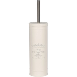 Wenko WC-Garnitur Home im Landhausstil, creme-farbener Stahl mit WC-Bürste und Halter.