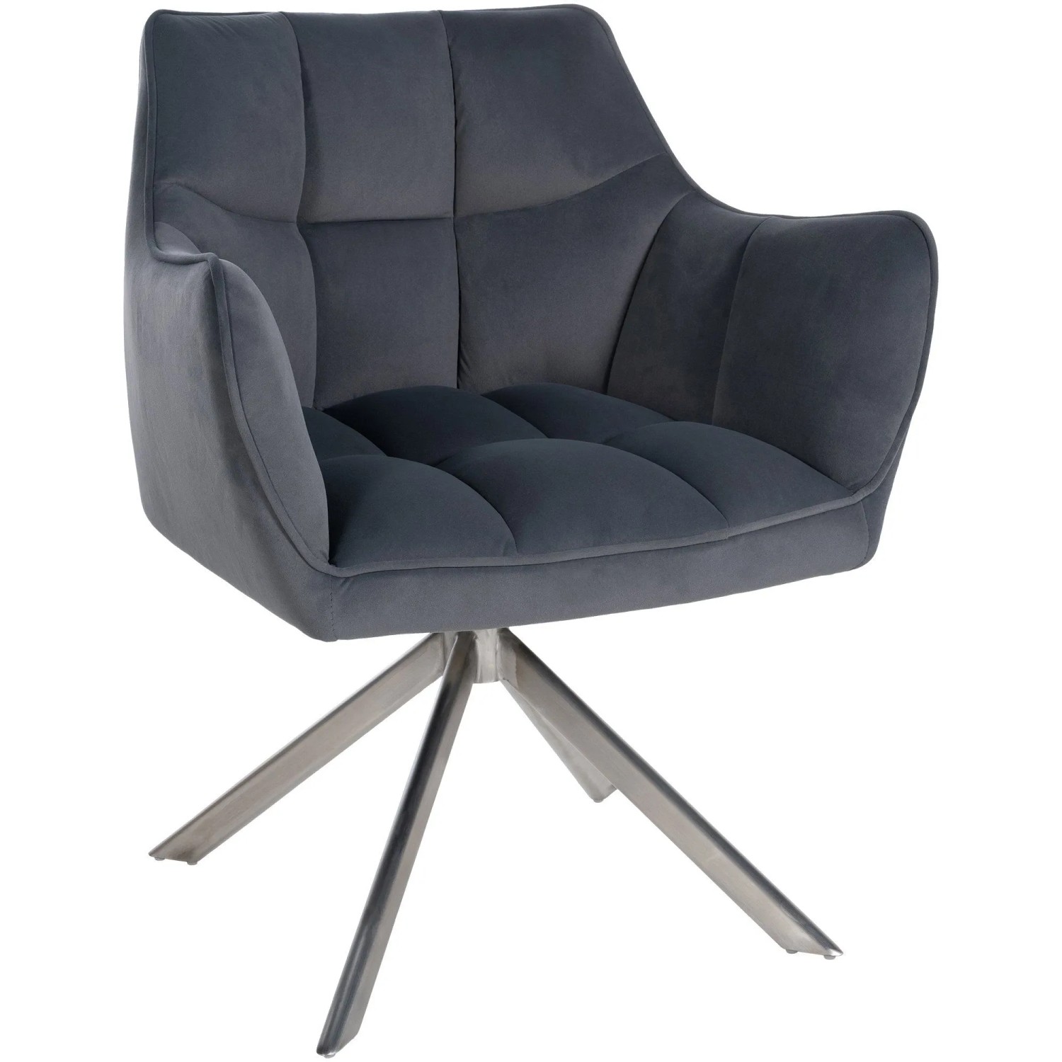 DELUKE Esszimmerstuhl SWING Samt Edelstahl 81x67x58cm Dunkelgrau Samt Metall Gestell Stühle Esszimmerstühle Esstisch Küchenstuhl