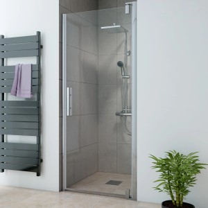 Breuer Drehtür Europa Design, 90 cm, Klarglas, Chrom, Anschlag rechts. Duschtür für Nische.