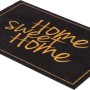 Schwarze Astra Sauberlaufmatte „Home sweet Home“ (40x60 cm) mit goldener Schrift und Rand.