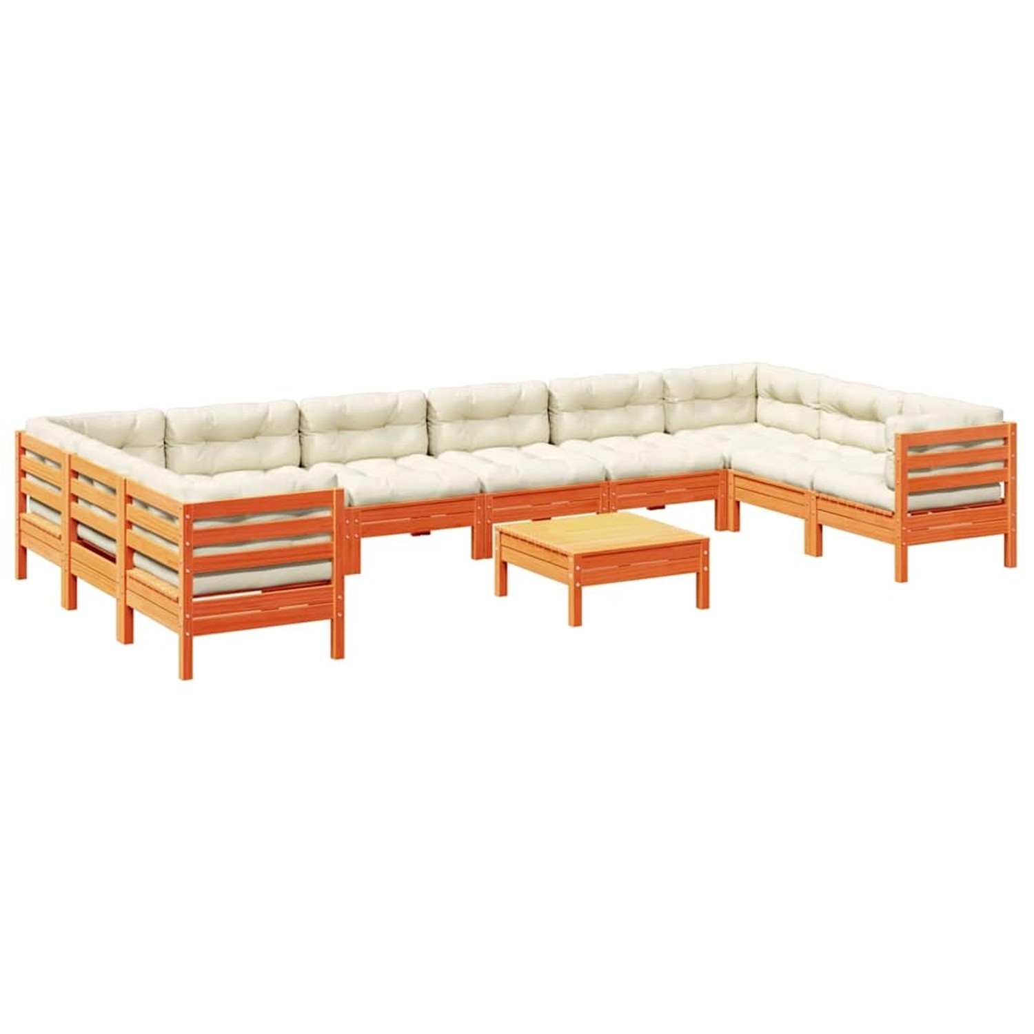 vidaXL 11-Tlg Garten-Sofagarnitur mit Kissen Wachsbraun Kiefernholz 3299648 günstig online kaufen