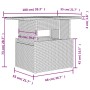 vidaXL Gartenmöbel: Schwarze 9-teilige Sofagarnitur aus Poly Rattan mit Kissen, Maße eingezeichnet.
