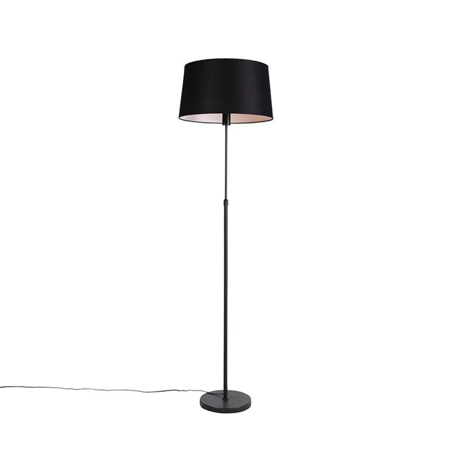 QAZQA Stehlampe Schwarz mit Schwarzem Leinenschirm 45cm Verstellbar Parte
