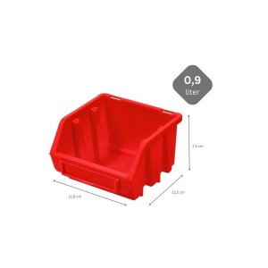 Rote PROREGAL Sichtlagerbox aus Polypropylen, 7,5x11,6x11,2 cm, für Aufbewahrungssysteme.