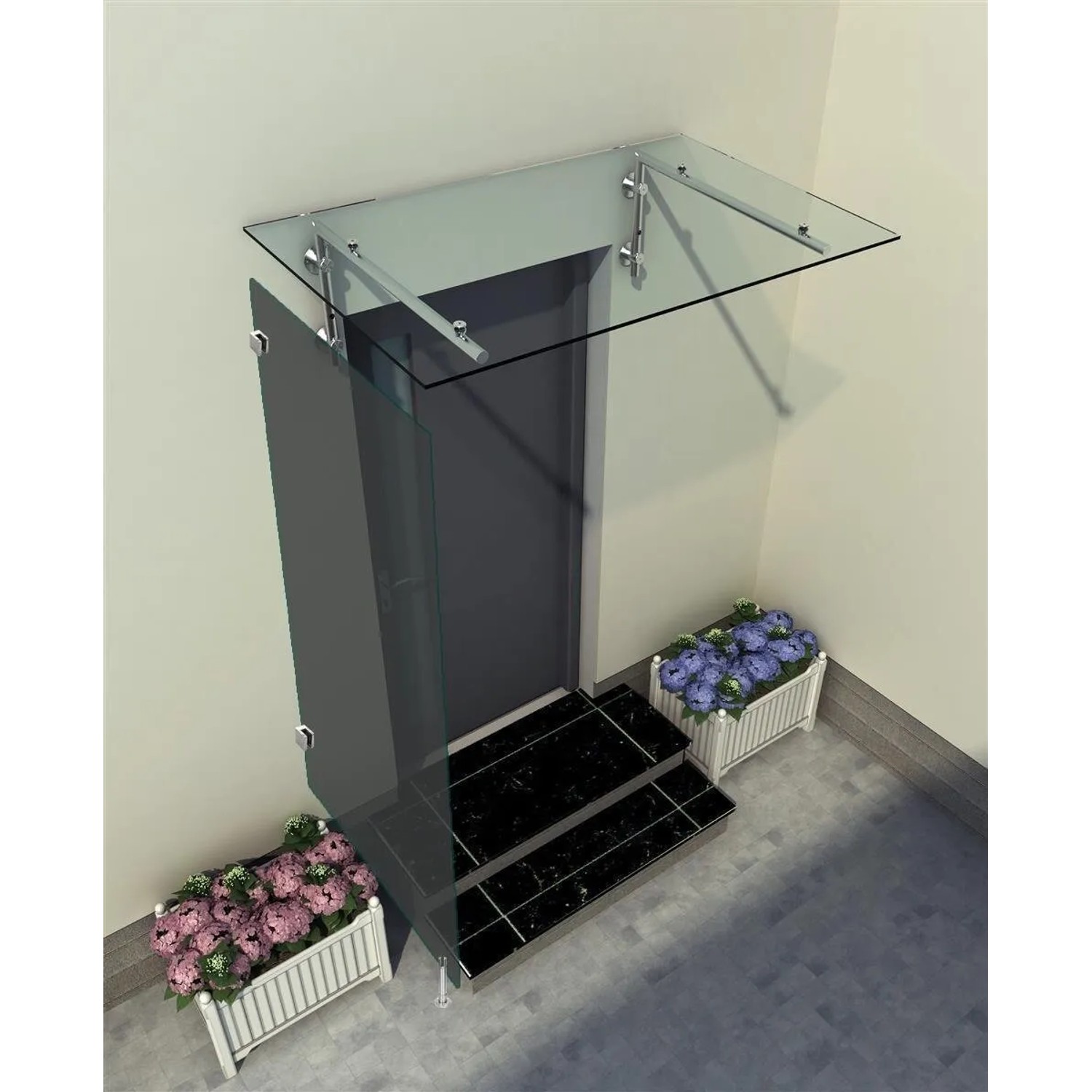 Glaszentrum Hagen 80x200x60 cm Seitenteil für Glasvordach Grafitgrau