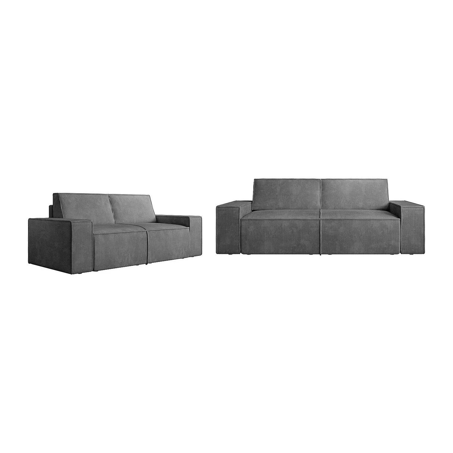 Vente-unique Couchgarnitur Amelia Anthrazitgrau 230 cm  210 cm