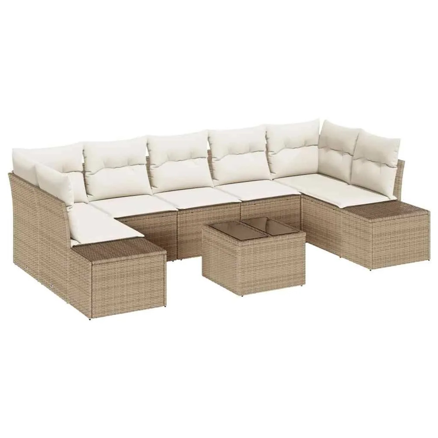 vidaXL Gartensofa-set mit Kissen 8-Tlg Beige und Creme Poly-Rattan 3355650 günstig online kaufen