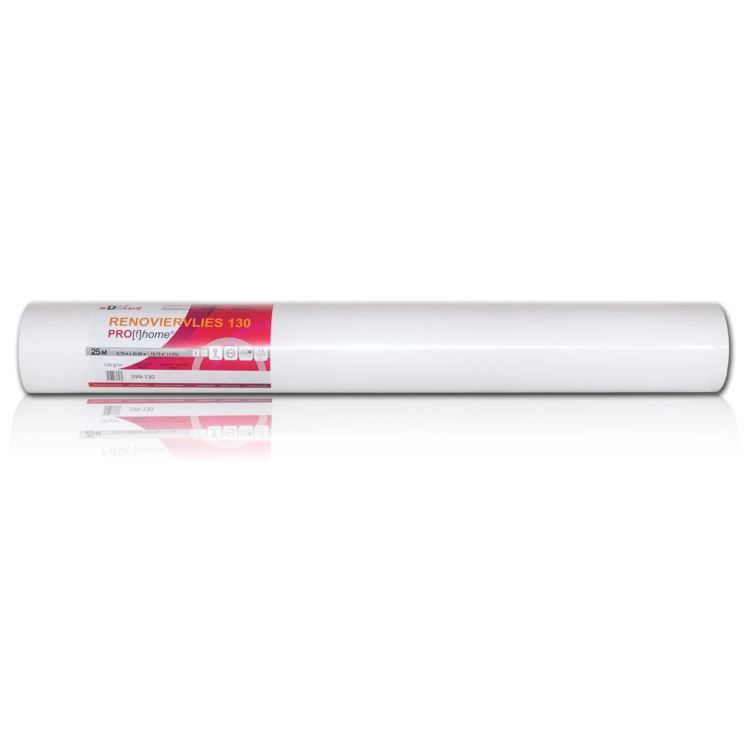 Rolle PROFHOME Renoviervlies 130g, glatte, weiße Vliestapete für Renovierung, 168,75 m².