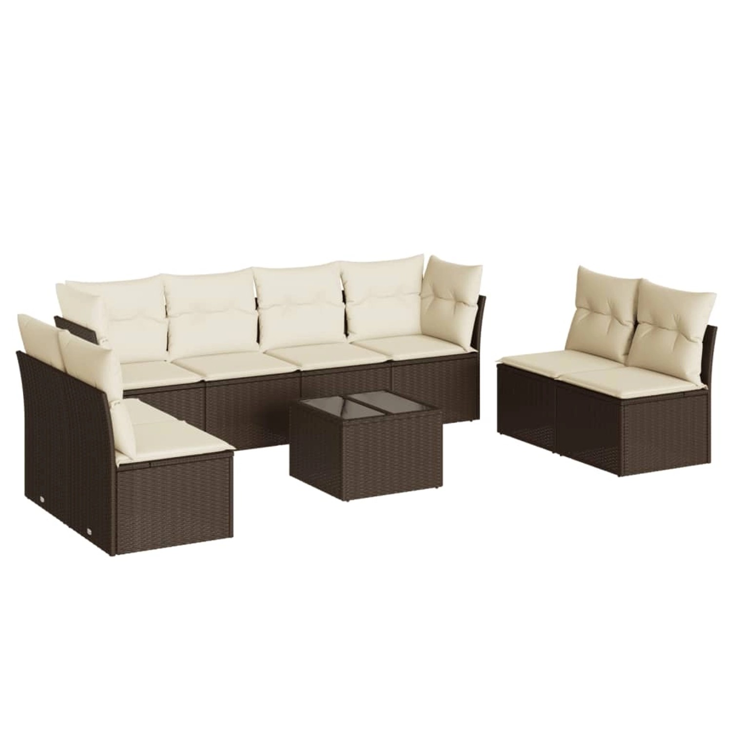 vidaXL 9-Tlg Garten-Sofagarnitur mit Kissen Braun Poly Rattan 3249302 günstig online kaufen
