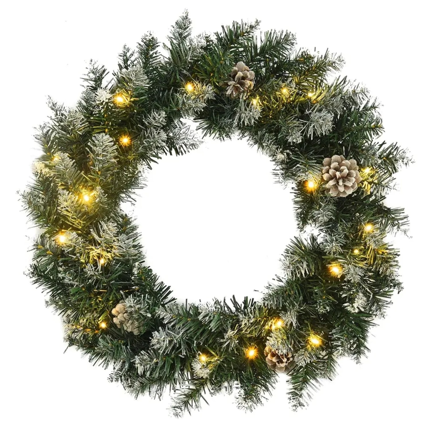 vidaXL Weihnachtskranz mit LED-Leuchten Grün 60 cm PVC 345172