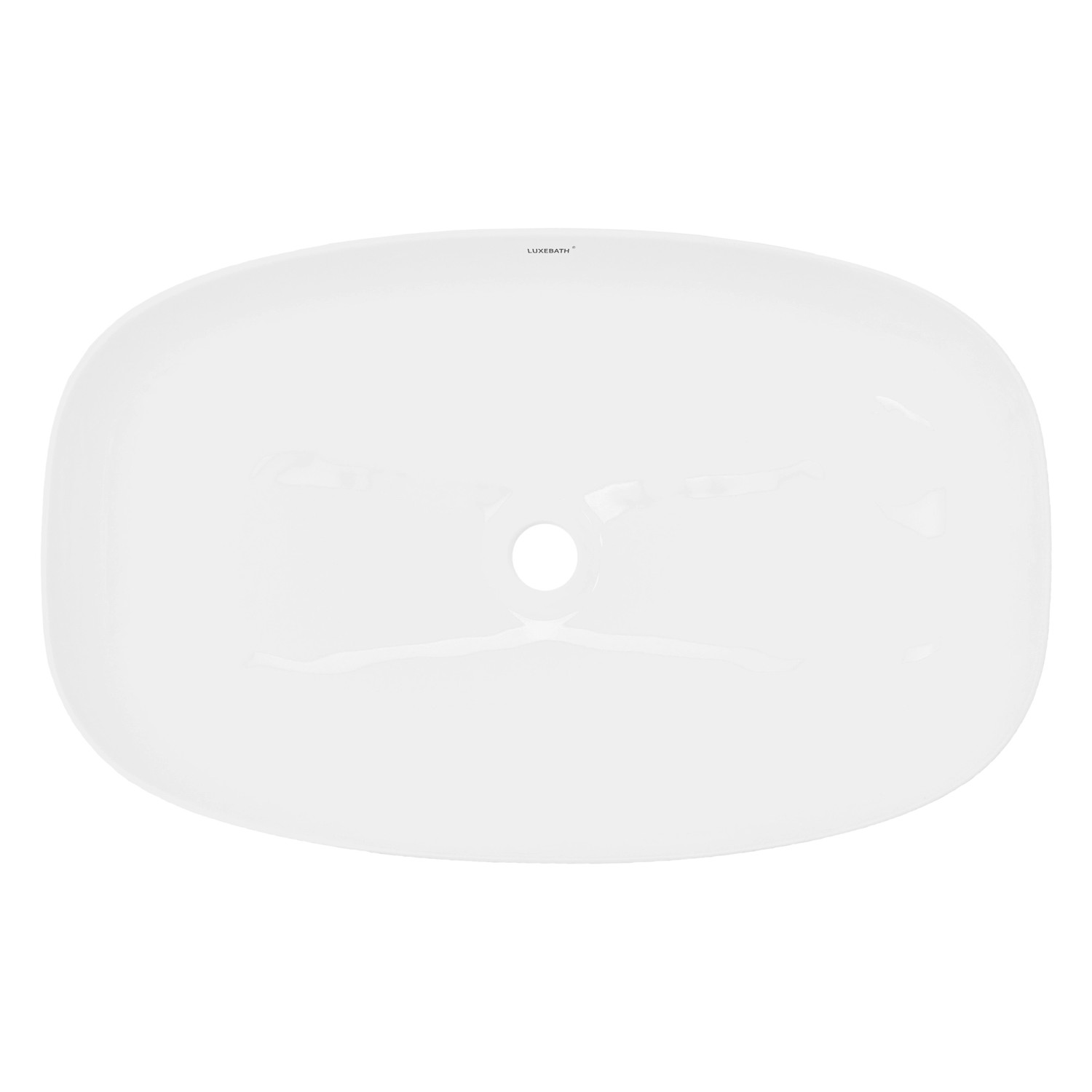 Weißes ECD Germany Handwaschbecken aus Keramik, 605x380 mm, mit Ablaufgarnitur.