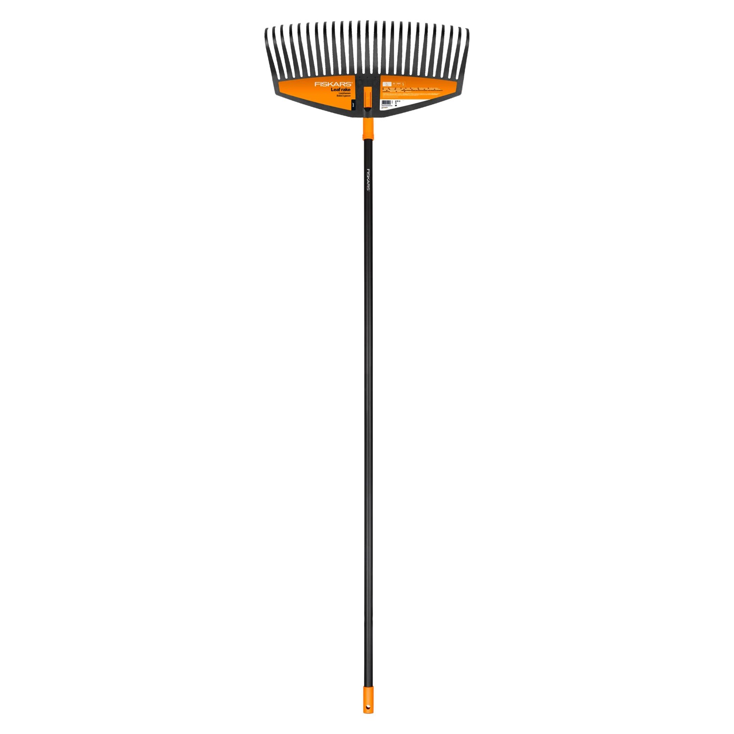 Fiskars Laubbesen Solid L: Breiter Laubrechen mit Kunststoffzinken und langem Stiel für Gartenarbeiten.
