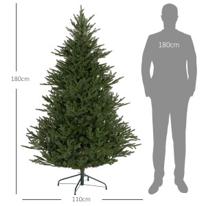 HOMCOM künstlicher Weihnachtsbaum, 180 cm hoch, mit 2380 Spitzen und Metallständer.