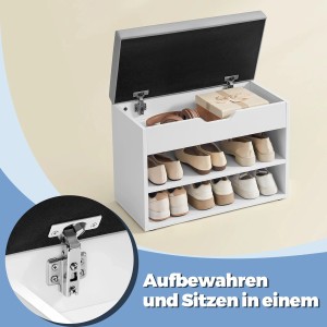 Songmics Schuhbank Custos mit Kissen 3 Ebenen Weiß