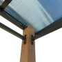 Detailansicht Leco Luxus-Grillpavillon mit Holzoptik, zeigt Pfosten, Dach und Rahmen.