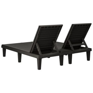 Schwarze VidaXL Doppel-Sonnenliege aus Polypropylen mit verstellbarer Rückenlehne.