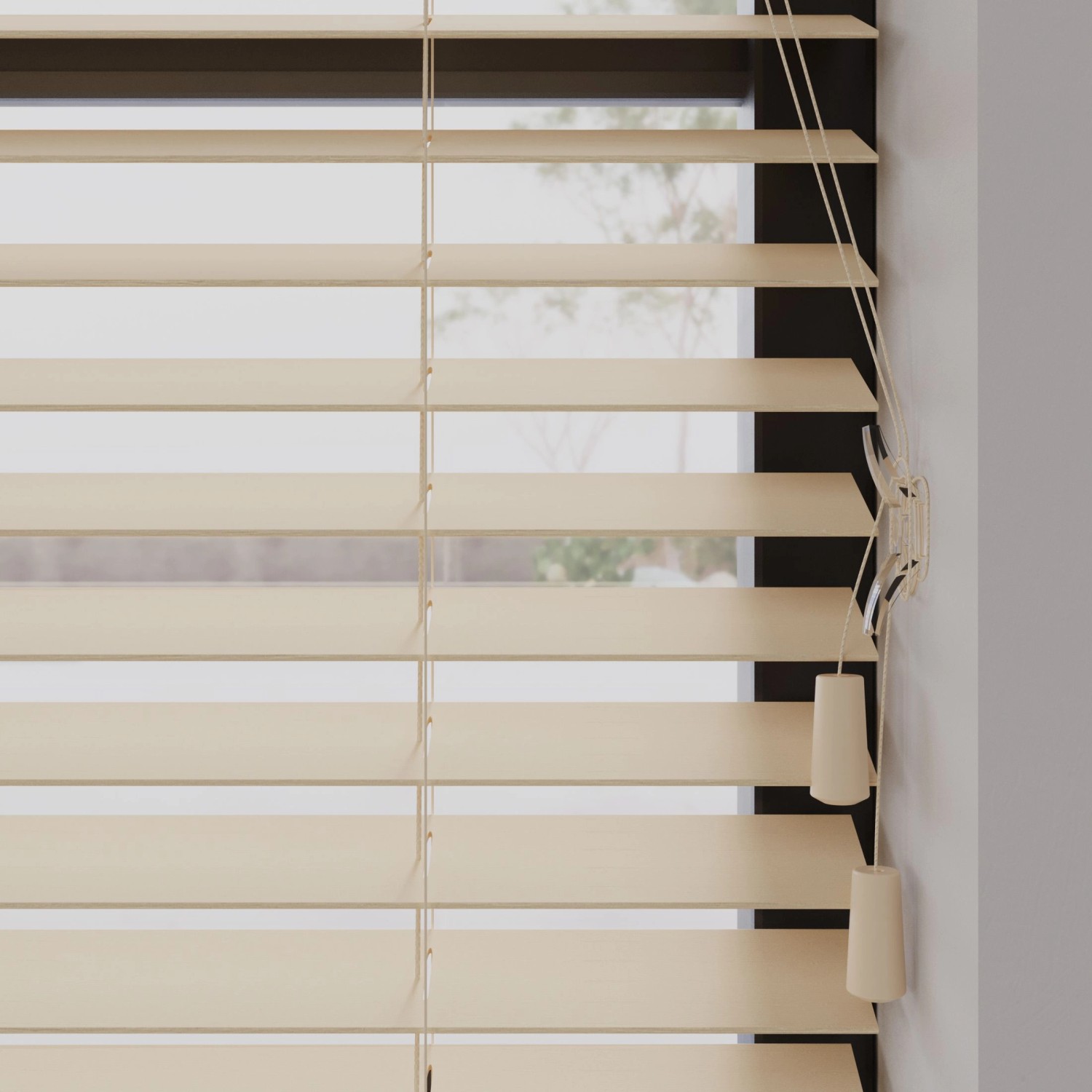 Cocoon Holzjalousie, 210x240, 50mm Lamellen, Naturel. Fenster-Zubehör für Lichtsteuerung.