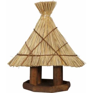 Siena Garden Vogelhaus aus Kiefernholz mit Reetdach, braun und natur, 50x35x55 cm.