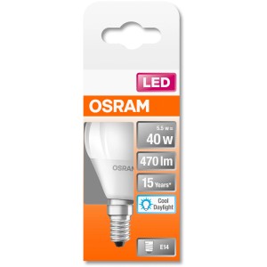 Osram LED-Leuchtmittel E14 Tropfenform, 4,9W, 470lm, tageslichtweiß in Originalverpackung.