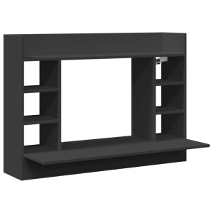 Schwarzer vidaXL Wand-Schreibtisch (105x48x75 cm) mit Regalfächern aus Holzwerkstoff.