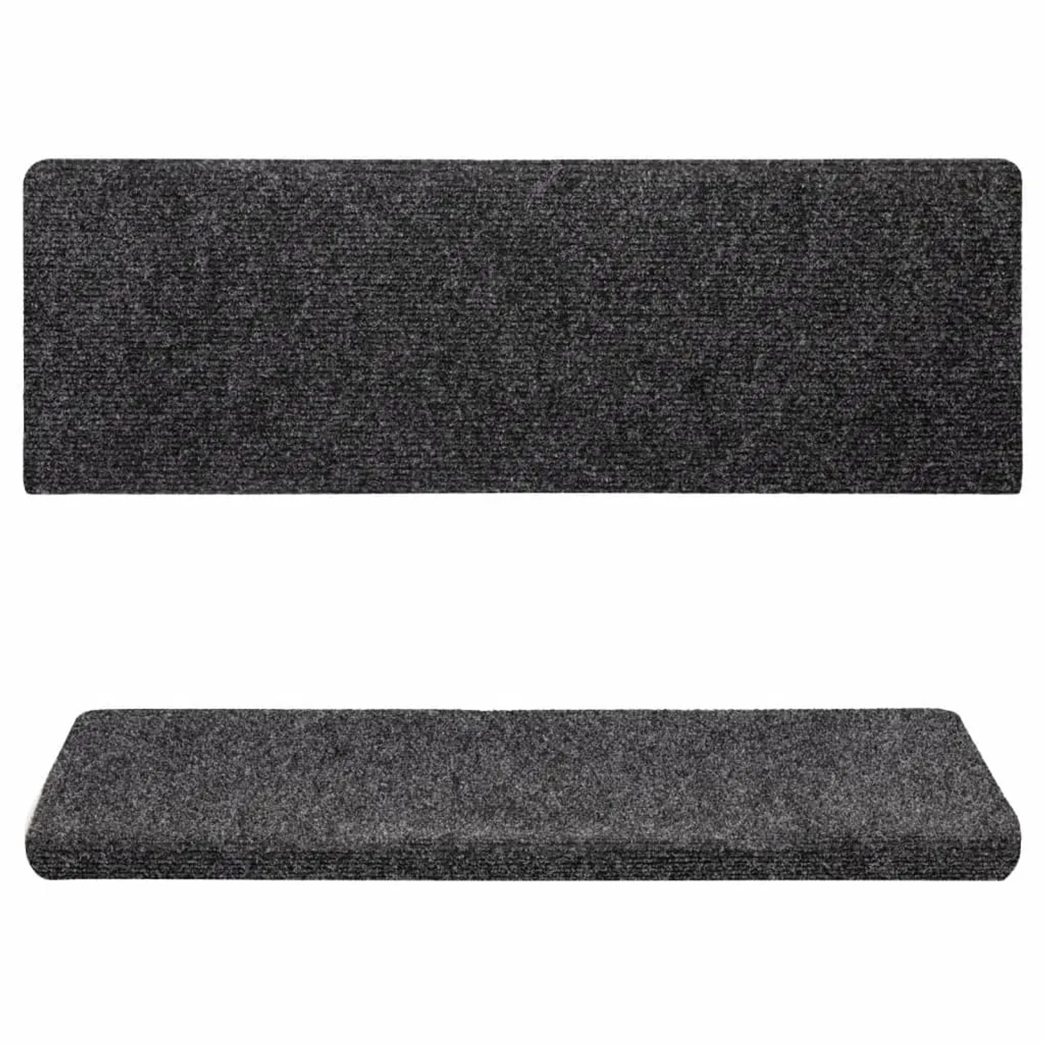Graue VidaXL Stufenmatten, 15er Set aus Nadelvlies, 65x21x4 cm. Rutschfest und geräuschdämmend.