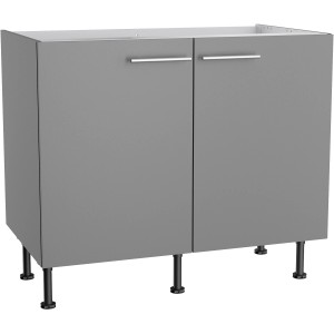 Optifit Spülenunterschrank Mats825, 100cm, Basaltgrau, mit 2 Türen und Edelstahlgriffen.