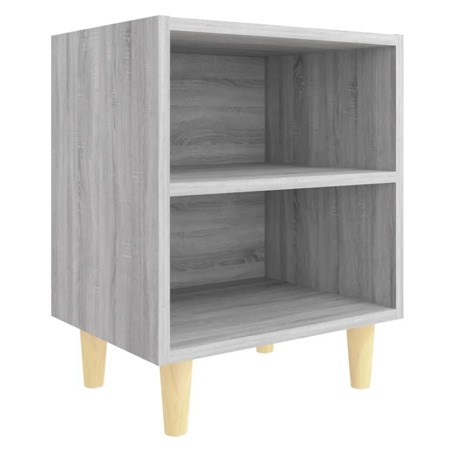 vidaXL Nachttisch mit Massivholz-Beinen Grau Sonoma 40x30x50 cm 813100