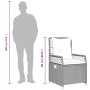 vidaXL Garten-Essgruppe, 7-teilig, beige Poly Rattan mit Kissen, Maße werden durch eine Person verdeutlicht.