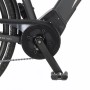 Detailaufnahme: Fischer E-Bike Viator 5.0i, 50 cm, Kurbel, Pedale und Kette im Fokus.