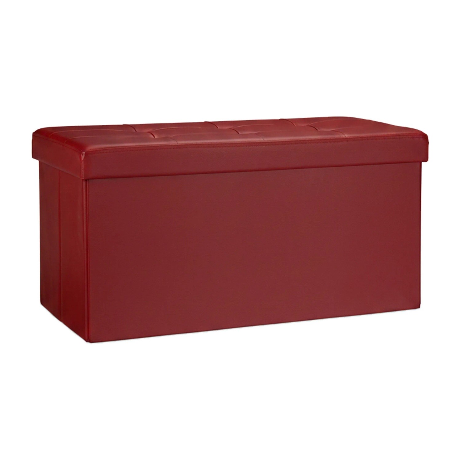 Relaxdays Sitzbank Kunstleder Dunkelrot Faltbar mit Stauraum 38 cm x 76 cm x 38 cm 6,5 kg