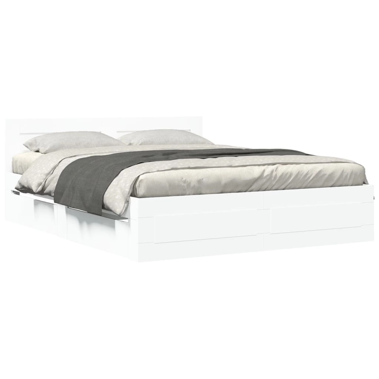 vidaXL Bettgestell mit Kopfteil ohne Matratze Weiß 150x200 cm 3295555 günstig online kaufen