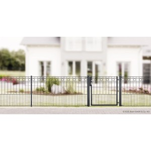 Anthrazitfarbenes Metall Gartentor-Set Turin zum Einbetonieren, 100x102 cm.